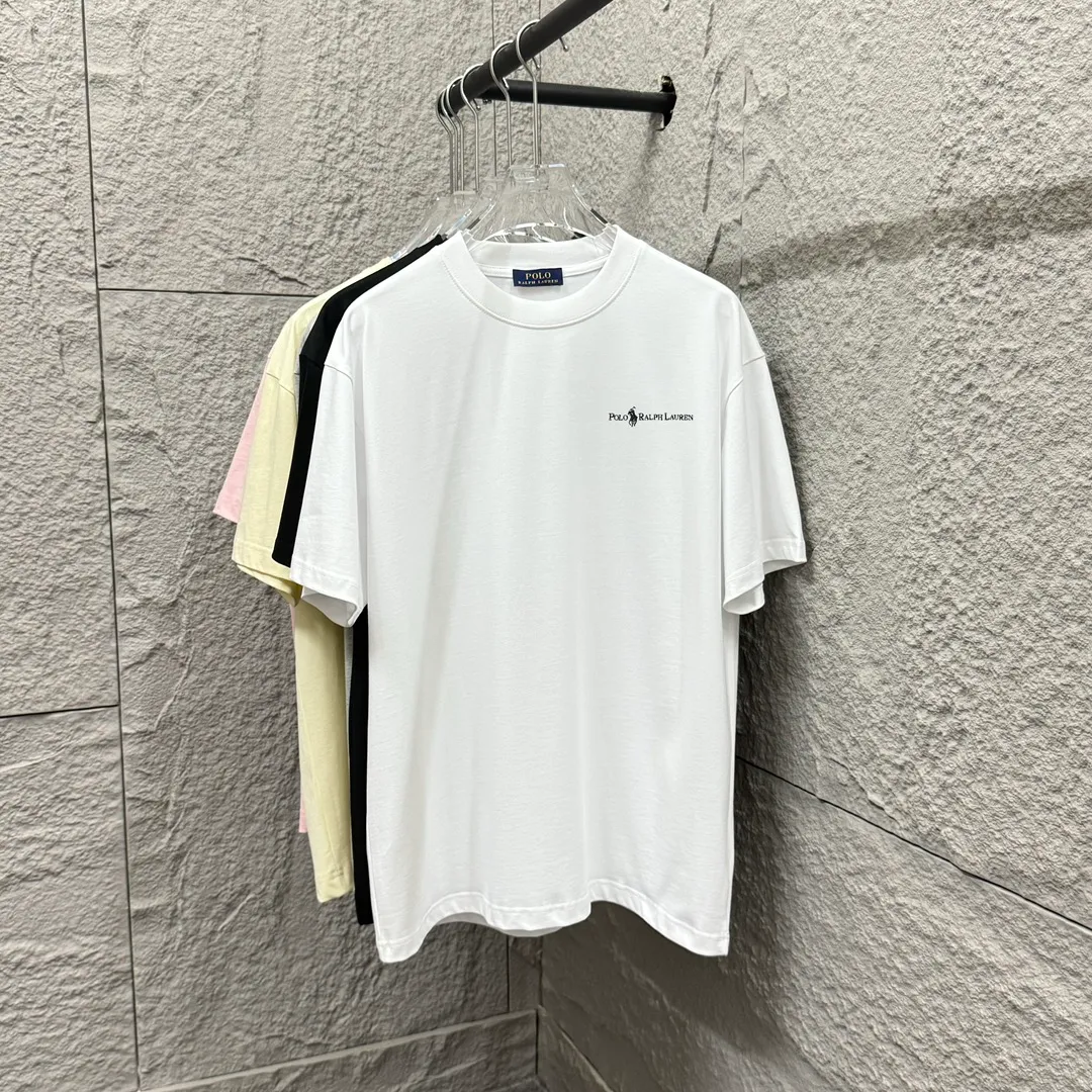 🅿️180 Polo* Ralph Lauren 2025 spring and summer new style Classic letter pony embroidery Customized double yarn plain cotton fabric Short-sleeved T-shirt Unisex Color: Black White Angora Red Size: S (90-130 pounds) M (120-150 pounds) L (140-165 pounds) XL (160-180 pounds) XXL (180-210 pounds)